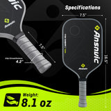 Ansnvic Pickleball Paddle T700 Carbon Fiber Surface & 16mm PowerCore Easy Spin, Great Control & Comfortable Power Lightweight Paddle for All Skill Levels