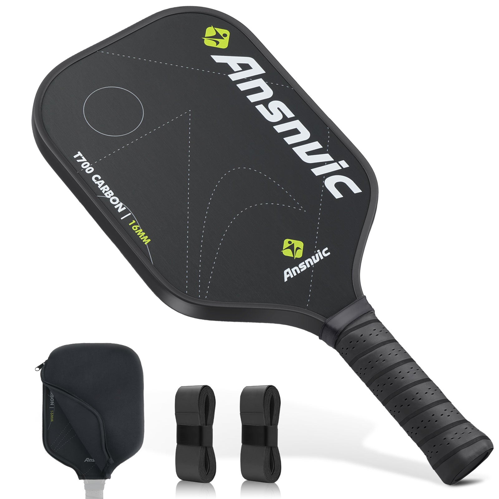 Ansnvic Pickleball Paddle T700 Carbon Fiber Surface & 16mm PowerCore Easy Spin, Great Control & Comfortable Power Lightweight Paddle for All Skill Levels