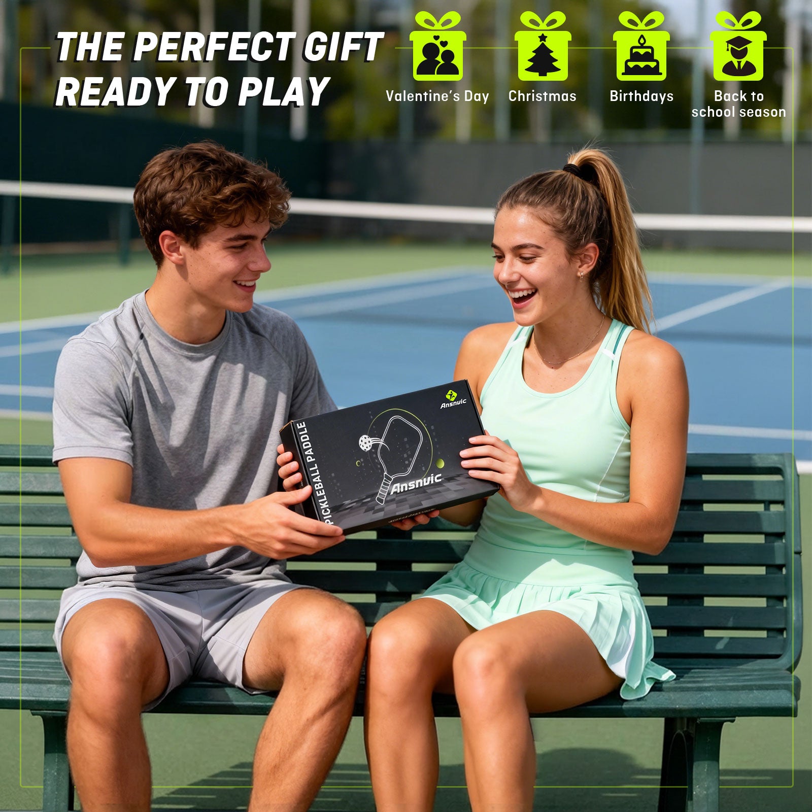 Ansnvic Pickleball Paddle T700 Carbon Fiber Surface & 16mm PowerCore E